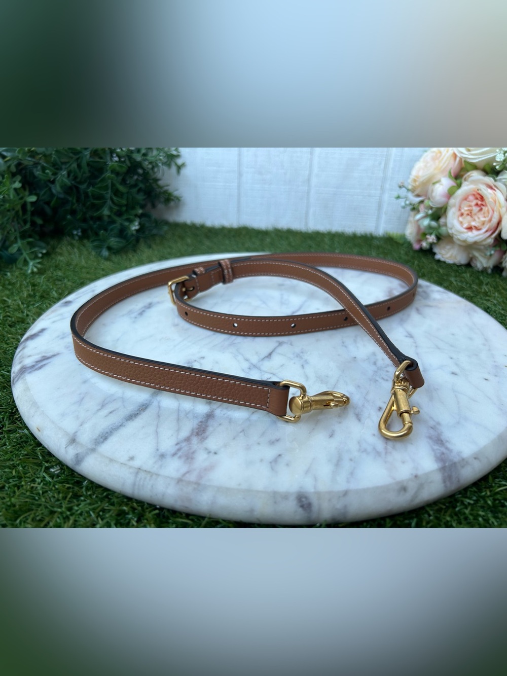 TOD’SLeather Crossbody Strap with Gold Hardware - tan new